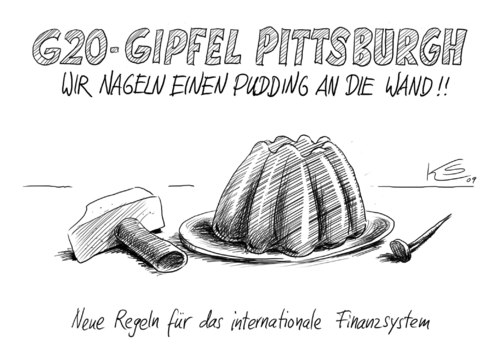 Cartoon: Pudding (medium) by Stuttmann tagged g20,pittsburgh,g20,pittsburgh,gipfel,finanzen,finanzsystem