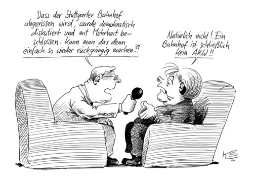Cartoon: Rückgängig... (medium) by Stuttmann tagged stuttgart,21,akw,stuttgart 21,akw,atomkraft,bahn,protest,angela merkel,rückgängig,stuttgart,21,angela,merkel