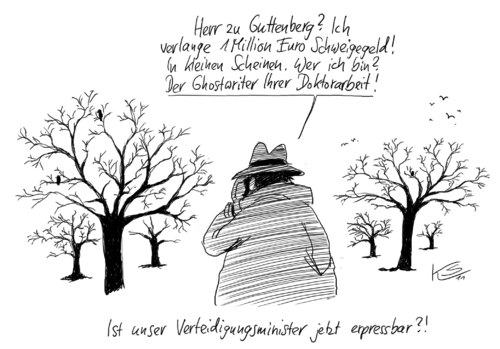 Cartoon: Schweigegeld (medium) by Stuttmann tagged guttenberg,doktortitel,plagiat,abschreiben,ghostwriter,doktorarbeit,guttenberg,doktortitel,plagiat,abschreiben,ghostwriter,doktorarbeit