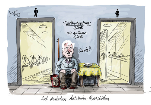 Cartoon: Toilette (medium) by Stuttmann tagged pkw,autobahnmaut,ausländer,bayern,seehofer,csu