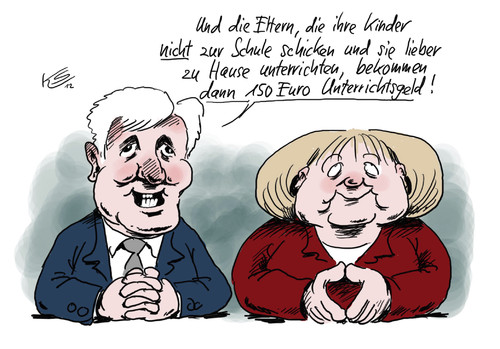 Cartoon: Unterrichtsgeld (medium) by Stuttmann tagged betreuungsgeld,seehofer