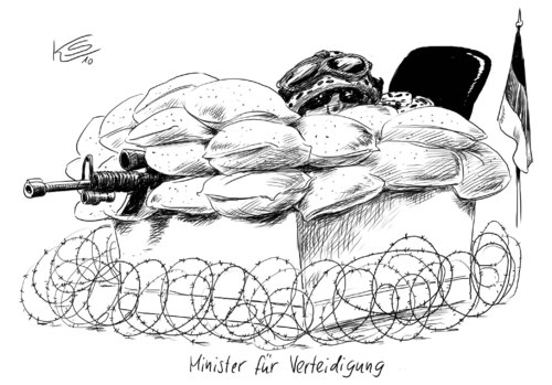 Cartoon: Verteidigung (medium) by Stuttmann tagged guttenberg,verteidigungsminister,kunduz,affäre,afghanistan,bombenabwurf,csu,untersuchungsausschuss,guttenberg,verteidigungsminister,kunduz,affäre,afghanistan,bombenabwurf,csu,untersuchungsausschuss,militär,soldaten,verteidigung,krieg,angriff,bomben,attacke