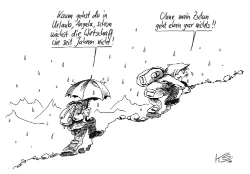 Cartoon: Wachstum (medium) by Stuttmann tagged wachstum,merkel,urlaub,wachstum,angela merkel,wirtschaft,urlaub,angela,merkel