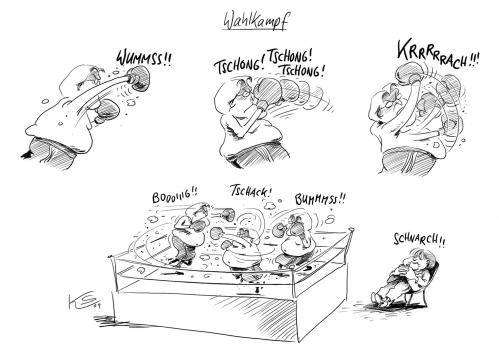 Cartoon: Wahlboxkampf (medium) by Stuttmann tagged wahl,merkel,steinmeier,spd,cdu,koalition,kanzlerkandidatur,angela merkel,frank walter steinmeier,wahl,wahlen,regierung,wahlkampf,boxkampf,ring,ringen,feinde,feind,gegner,kanzler,kanzlerkandidatur,koalition,cdu,spd,angela,merkel,frank,walter,steinmeier