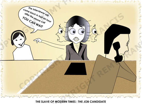 Cartoon: Modern Slavery (medium) by remyfrancis tagged interview,job,search,unemployment,recession,cruel,employer,jobless,manager,discrimination,indecency,etiquettes