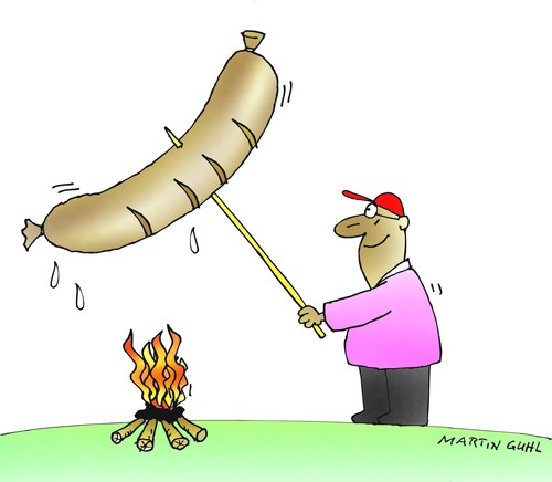Cartoon: bratwurst olma braten grillieren (medium) by martin guhl tagged feuer,grillieren,braten,olma,bratwurst