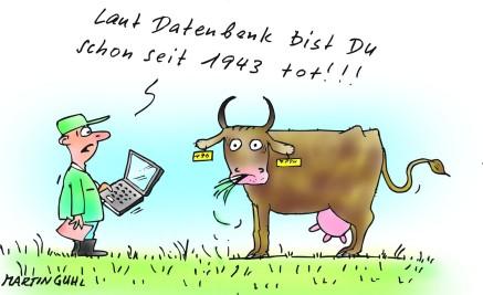 Cartoon: computer kuh farmer bauer (medium) by martin guhl tagged computer,kuh,farmer,bauer