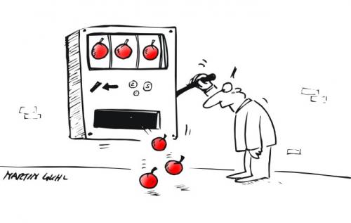 Cartoon: slotmachine appel lotto (medium) by martin guhl tagged slotmachine,appel,lotto