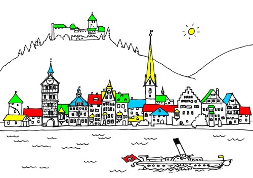 Cartoon: stein am rhein hohenklingen (medium) by martin guhl tagged stein,am,rhein,hohenklingen,schweiz,switzerland,postcard,postkarte