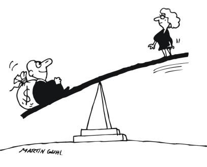 Cartoon: waage geld mann frau (medium) by martin guhl tagged waage,geld,mann,frau