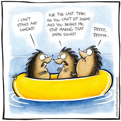Cartoon: hedgehogs in a rubber dinghy (medium) by NOTFUNNY tagged hedgehog,dinghy,notfunny,sea,ocean