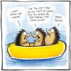 Cartoon: hedgehogs in a rubber dinghy (small) by NOTFUNNY tagged hedgehog,dinghy,notfunny,sea,ocean