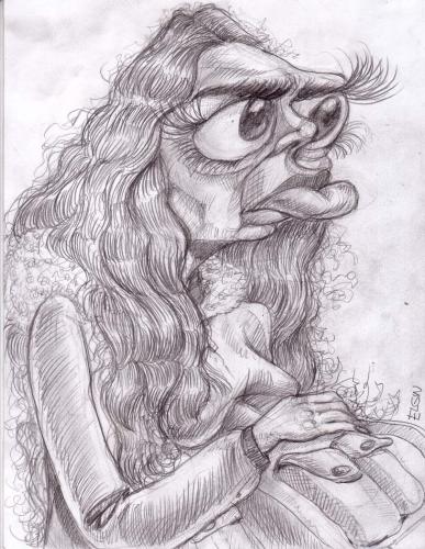 Cartoon: Bigg Eyed Gurl from the train (medium) by subwaysurfer tagged caricature,cartoon,girl,woman