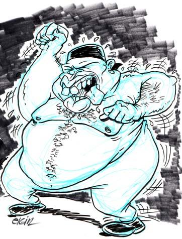 Cartoon: Fat krump dancer (medium) by subwaysurfer tagged hip,hop,dance,krump,caricature,cartoon,subwaysurfer