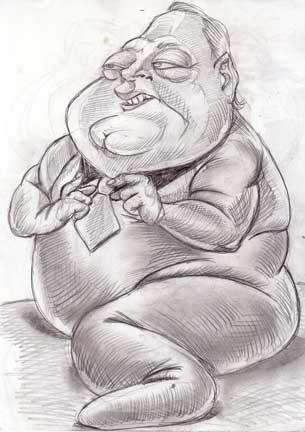 Cartoon: Jabba the hutts baby bro (medium) by subwaysurfer tagged caricature,cartoon,jabba,the,hutt,pencil,drawing