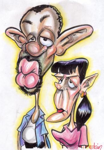 Cartoon: the ughlee couple (medium) by subwaysurfer tagged love,couple,man,and,woman,cartoon,caricature