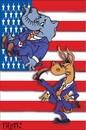 Cartoon: Kick in the pants... (small) by subwaysurfer tagged political,democrat,republican,cartoon,caricature,funny,animals