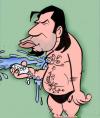 Cartoon: Vinnie takes a bath Pulp Fiction (small) by subwaysurfer tagged caricature cartoon pulp fiction john travolta subwaysurfer