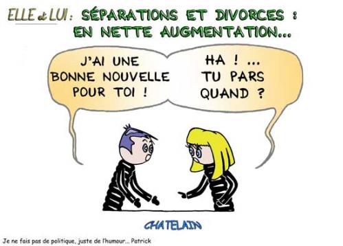 Cartoon: Separations divorces (medium) by chatelain tagged humour,divorces,patarsort