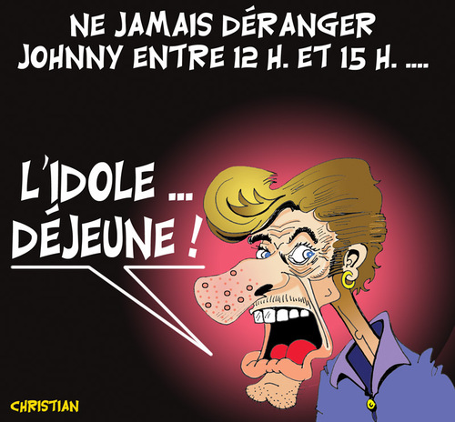 Cartoon: JE ME SUIS TOUJOURS DEMANDE ... (medium) by CHRISTIAN tagged halliday,johnny