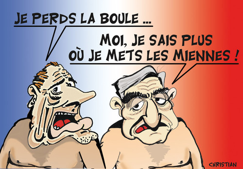 Cartoon: Les boules ! (medium) by CHRISTIAN tagged chirac,strauss,hahn