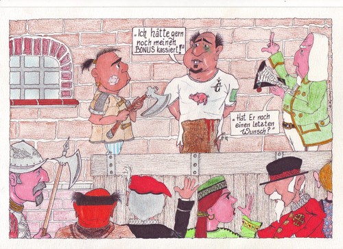 Cartoon: Ein letzter Wunsch (medium) by mescalero tagged bänker,kalender,2011