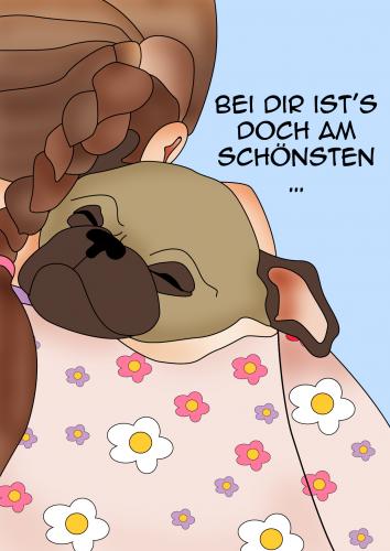 Cartoon: Freundschaft (medium) by Sandra tagged freundschaft,liebe,vertrauen,hund,mops,mädchen