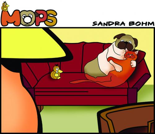 Cartoon: Mops (medium) by Sandra tagged mops,love,pets,dog,cat