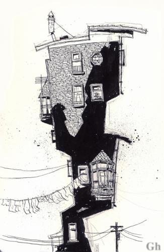 Cartoon: Brick building (medium) by Gordon Hammond tagged black,and,white,drawing,ink