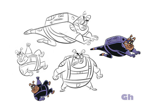 Cartoon: TUFF puppy Designs Nickelodeon (medium) by Gordon Hammond tagged pig,agents,tuff,puppy,fairly,odd,parents
