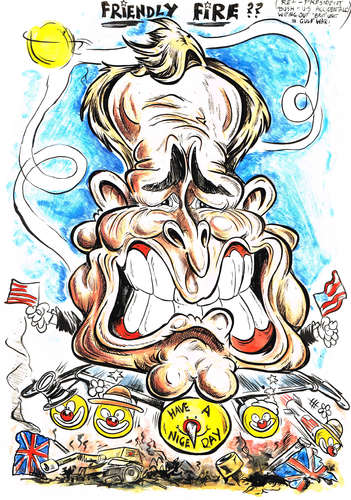 Cartoon: AMERICAN FRIENDLY FIRE (medium) by Tim Leatherbarrow tagged friendlyfire,americanforces,presidentbush,timleatherbarrow