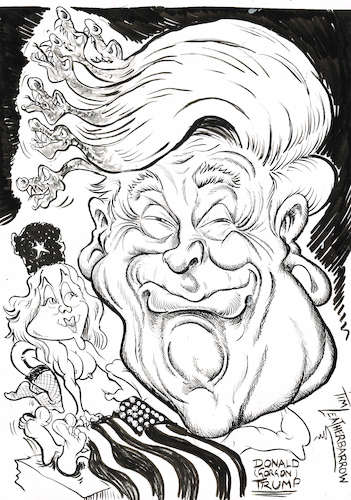 Cartoon: DONALD TRUMP - THE GORGON (medium) by Tim Leatherbarrow tagged donaldtrump,gorgon,politics,russia,president,usa