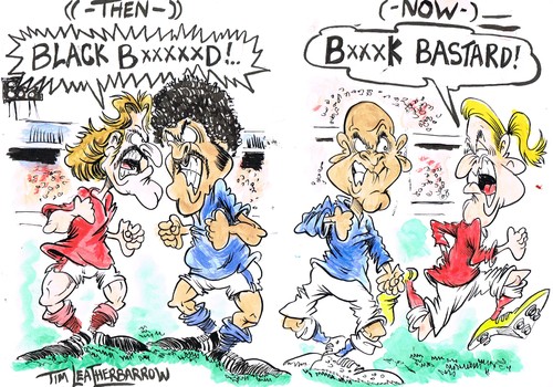 Cartoon: HISTORY OF FOOTBALL RACIST ABUSE (medium) by Tim Leatherbarrow tagged football,racism,abuse
