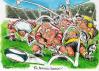 Cartoon: THE AWKWARD BOUNCE (small) by Tim Leatherbarrow tagged rugby,ball,oval,shaped,awkward,bounce,players,match,game
