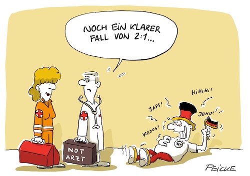 Cartoon: 2 zu 1 gegen Schweden (medium) by FEICKE tagged fifa,wm,ger,schweden,deutschland,fußball,mannschaft,kroos,fifa,wm,ger,schweden,deutschland,fußball,mannschaft,kroos