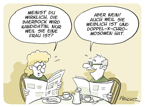 Cartoon: Baerbock oder Harbeck (medium) by FEICKE tagged die,grünen,grüne,partei,vorsitz,kanzler,spitzenkandidat,kanzlerin,spitzenkandatin,harbeck,baerbock,quote,mann,frau,stigma,vorurteil,erfahrung,die,grünen,grüne,partei,vorsitz,kanzler,spitzenkandidat,kanzlerin,spitzenkandatin,harbeck,baerbock,quote,mann,frau,stigma,vorurteil,erfahrung