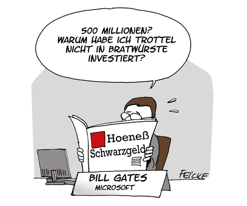 Cartoon: Bratwurstmilliardär (medium) by FEICKE tagged uli,hoeneß,fc,bayern,münchen,steuern,steuerhinterziehung,selbst,anzeige,bill,gates,microsoft,bratwurst,bratwürste,millionen,milliarden,betrug,uli,hoeneß,fc,bayern,münchen,steuern,steuerhinterziehung,selbst,anzeige,bill,gates,microsoft,bratwurst,bratwürste,millionen,milliarden,betrug