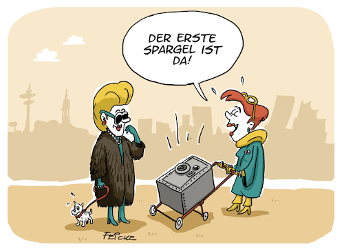 Cartoon: Der erste Spargel (medium) by FEICKE tagged spargel,spargelsaison,preis,konsum,verbraucher,lebensmittel,spargel,spargelsaison,preis,konsum,verbraucher,lebensmittel