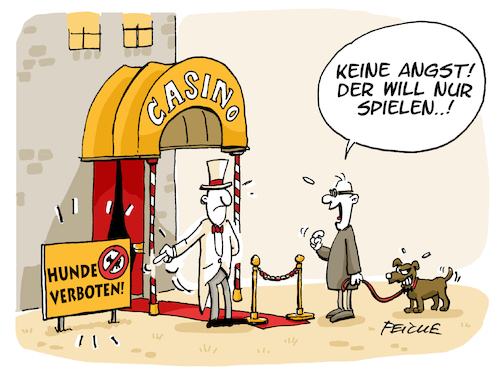 Cartoon: Der will nur spielen (medium) by FEICKE tagged hund,glücksspiel,wortspiel,roulette,hund,glücksspiel,wortspiel,casino,roulette