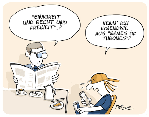 Cartoon: Einigkeit und Recht (medium) by FEICKE tagged deutschland,demokratie,jugend,hymne,verfassung,grundgesetz,deutschland,demokratie,jugend,hymne,verfassung,grundgesetz