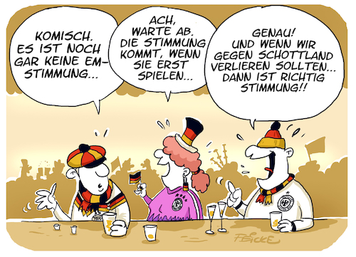 Cartoon: EM Stimmung (medium) by FEICKE tagged fussball,em,euro2024,stimmung,fans,fan,deutschland,fussball,em,euro2024,stimmung,fans,fan,deutschland