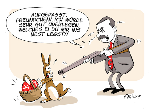 Cartoon: Erdogans Osterei (medium) by FEICKE tagged wahl,türkei,erdogan,ostern,hase,wahl,türkei,erdogan,ostern,hase