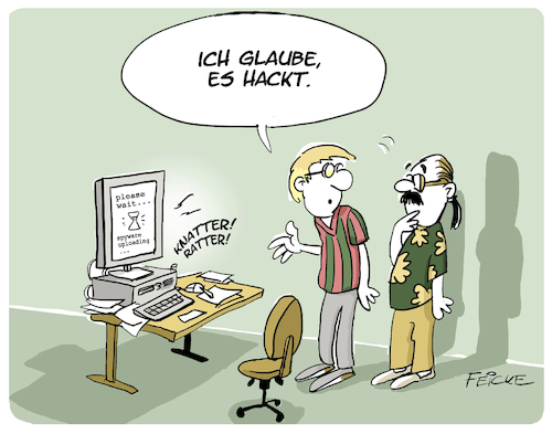 Cartoon: Es hackt (medium) by FEICKE tagged hacker,informatik,digitalisierung,cyber,hacker,informatik,digitalisierung,cyber
