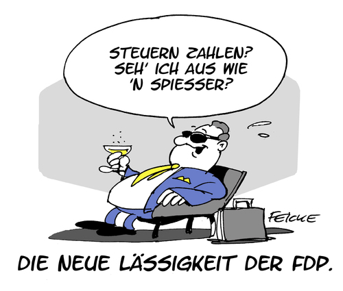 Cartoon: FDP Chiller (medium) by FEICKE tagged fdp,rösler,parteitag,2013,spiesser,steuern,senken,lässigkeit,grüne,cool,lässig,fdp,rösler,parteitag,2013,spiesser,steuern,senken,lässigkeit,grüne,cool,lässig