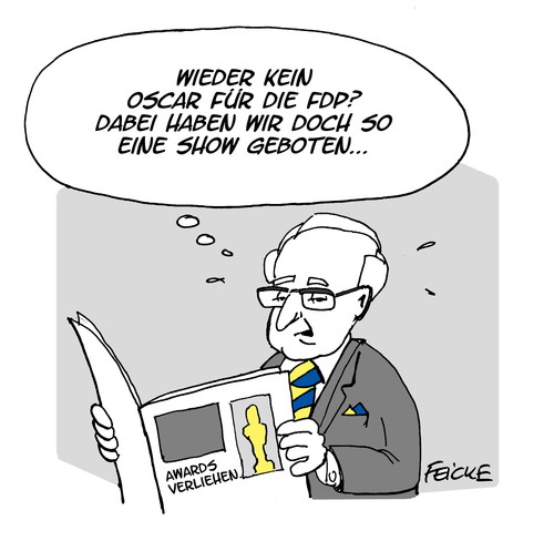 Cartoon: FDP Oscar (medium) by FEICKE tagged fdp,oscar,academy,awards,hollywood,brüderle,show,fdp,oscar,academy,awards,hollywood,brüderle,show