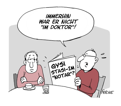 Cartoon: Gysi ein IM? (medium) by FEICKE tagged dr,doktor,doktortitel,gysi,schavan,titel,stasi,staatsicherheit,ddr,deutsche,demokratische,republik,tarnname,agent,spitzel,notar,dr,doktor,doktortitel,gysi,schavan,titel,stasi,staatsicherheit,ddr,deutsche,demokratische,republik,tarnname,agent,spitzel,notar