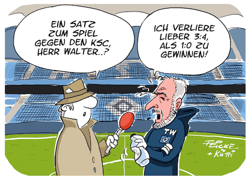 Cartoon: HSV - Tim Walter zum KSC-Spiel (medium) by FEICKE tagged hamburg,bundesliga,zwei,vfb,stuttgart,verein,hsv,sportverein,fussball,fußball,dfl,dfb,aufstieg,relegation,hamburg,bundesliga,zwei,vfb,stuttgart,verein,hsv,sportverein,fussball,fußball,dfl,dfb,aufstieg,relegation