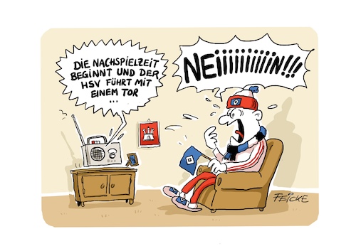 Cartoon: HSV Nachspielzeit (medium) by FEICKE tagged hamburg,sportverein,hsv,fußball,bundesliga,fans,hamburg,sportverein,hsv,fußball,bundesliga,fans