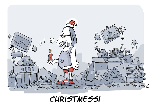 Cartoon: I wish you a merry... (medium) by FEICKE tagged messi,weihnacht,christmas,xmas,wortspiel,messi,weihnacht,christmas,xmas,wortspiel