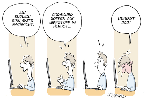 Cartoon: Impfstoff (medium) by FEICKE tagged corona,pandemie,impfung,medizin,forschung,hoffnung,frust,angst,corona,pandemie,impfung,medizin,forschung,hoffnung,frust,angst